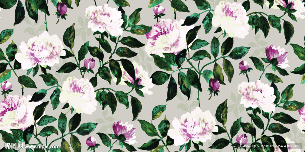 数码印花 花卉 手绘花