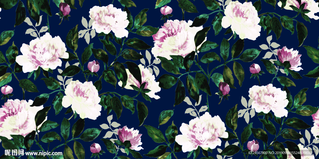 数码印花 花卉 手绘花