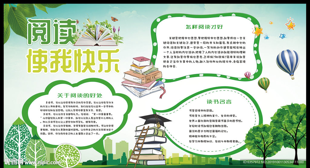 阅读快乐 校园文化宣传栏