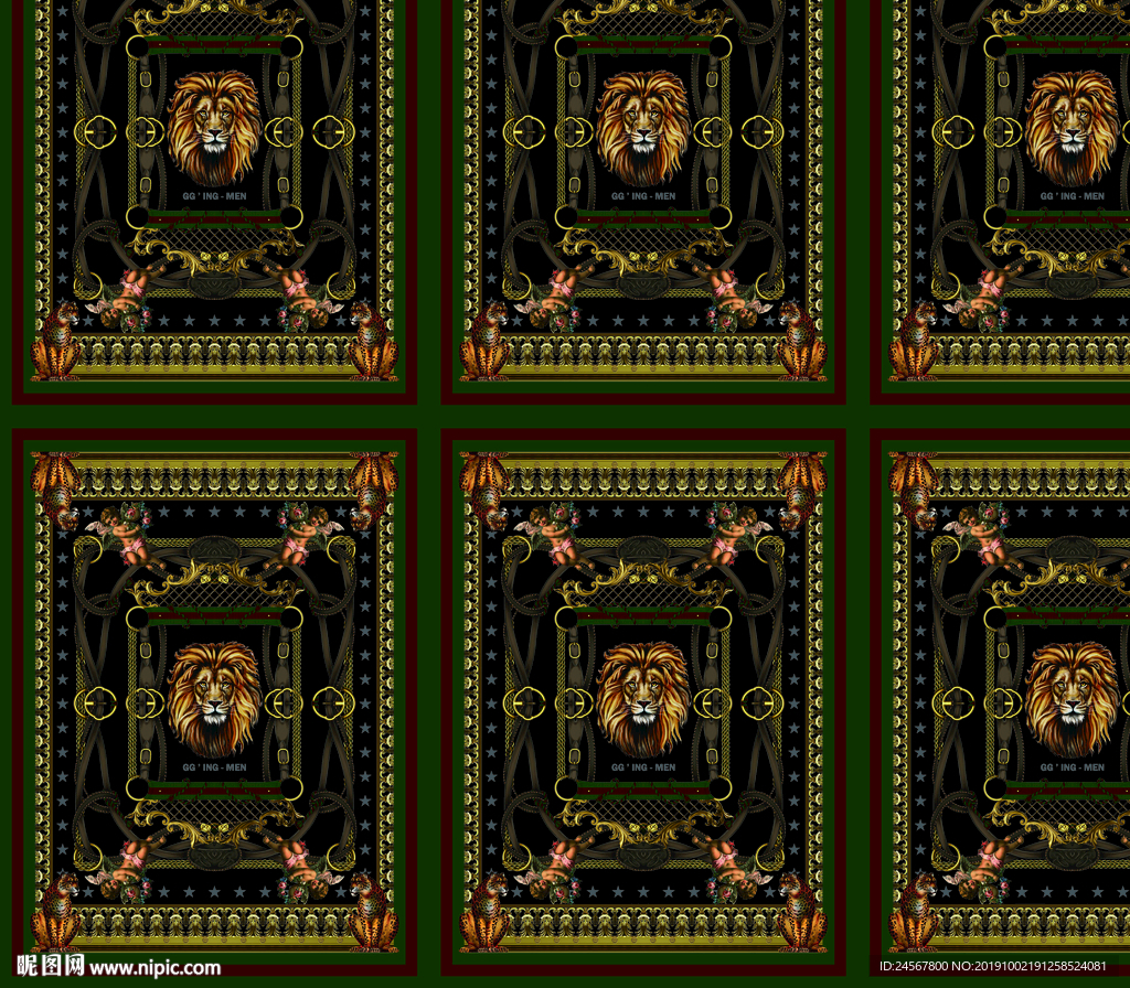 数码印花 范思哲 狮子头 方巾