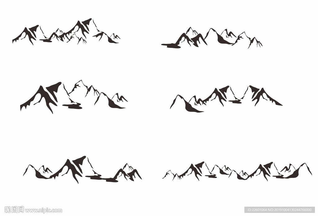 山峰山脉CDR线稿矢量图