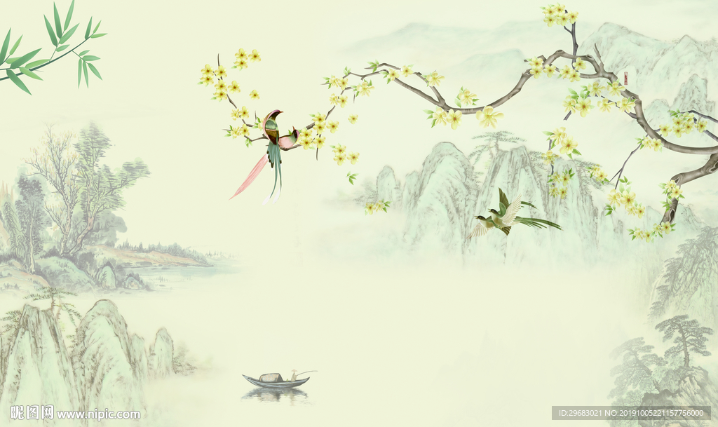 大气新现代山水画 TIF分层