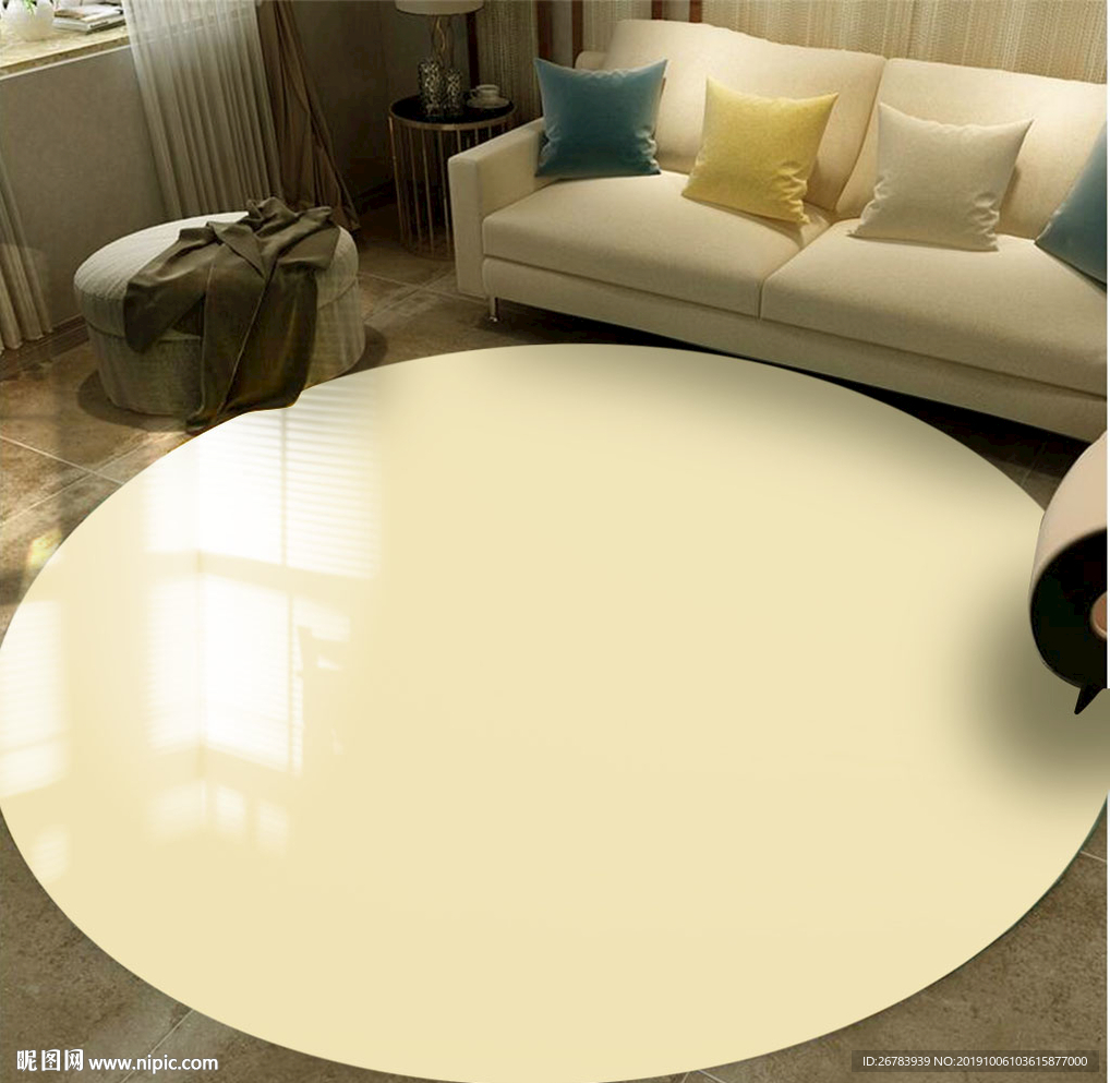 圆形地毯地垫样机贴图