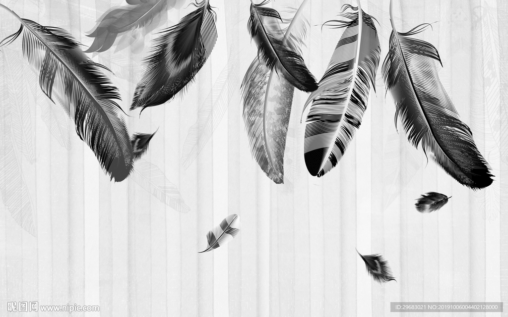 羽毛 欧式装饰画 TIF分层