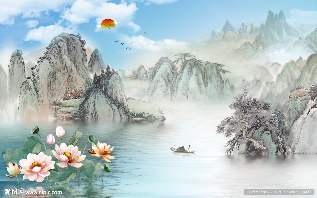 新款风景山水画 TIF分层