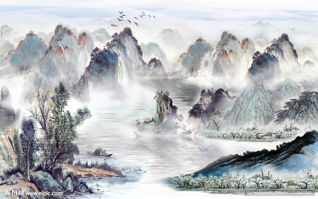 意境风景山水画 TIF分层