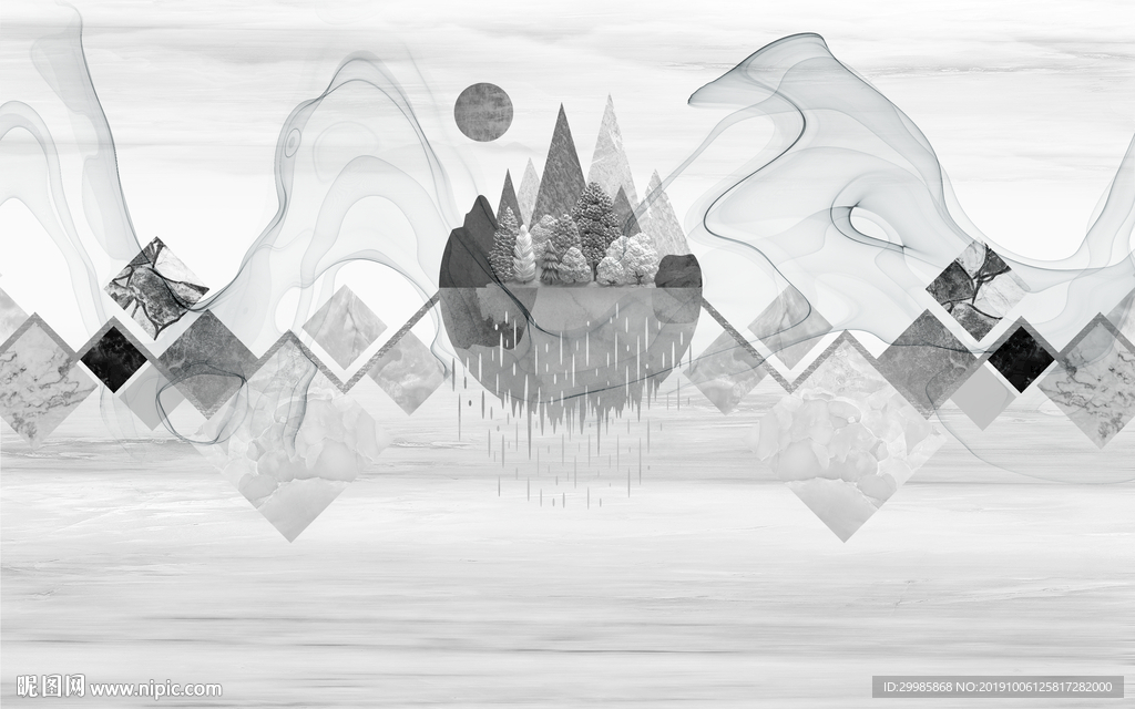 大气风景山水画 TIF分层