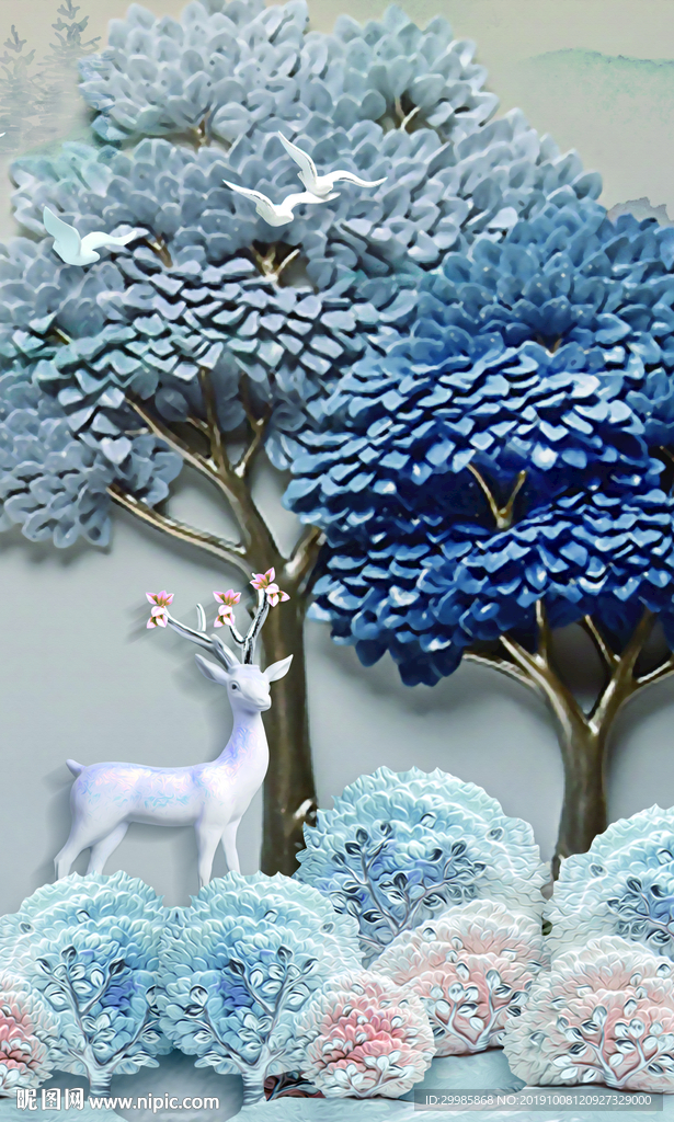 简约 欧式麋鹿 TIF分层 梅