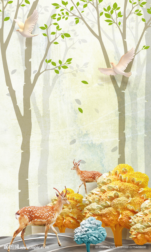 高清 欧式麋鹿 TIF分层 梅