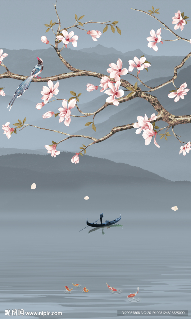 新款禅意山水画 TIF分层