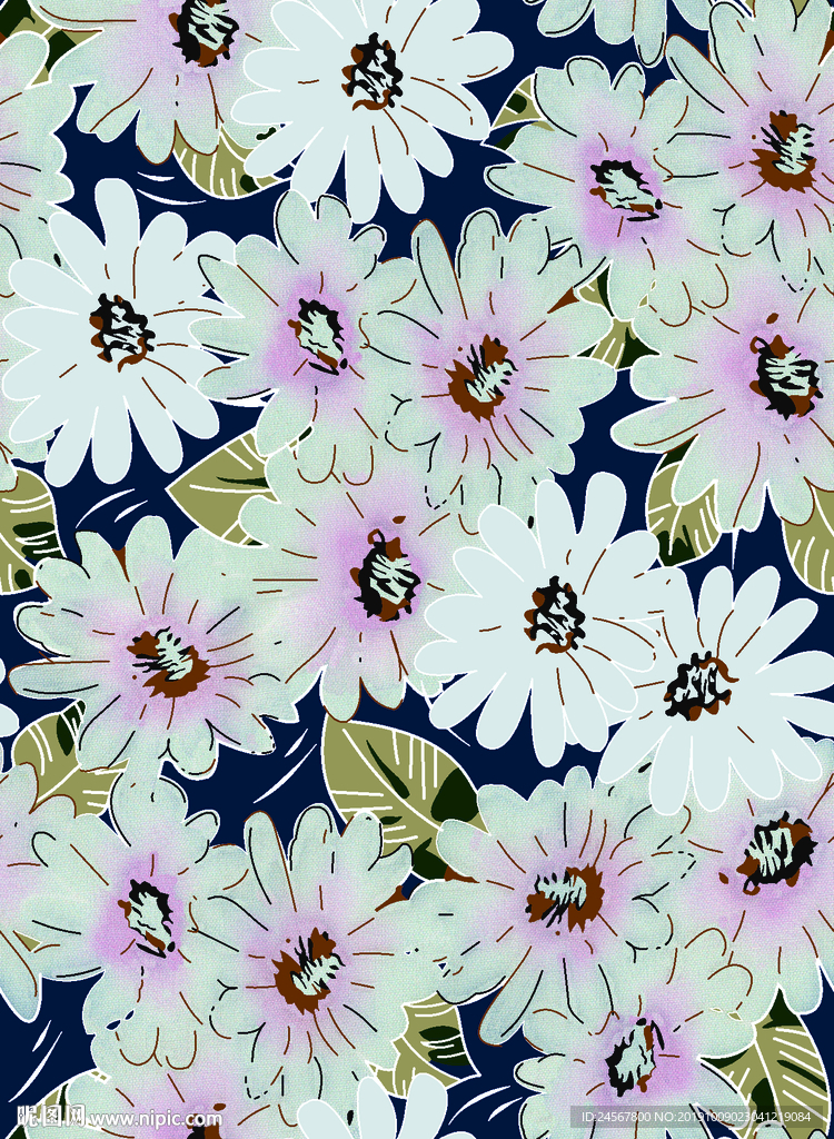 小碎花 数码印花 菊花