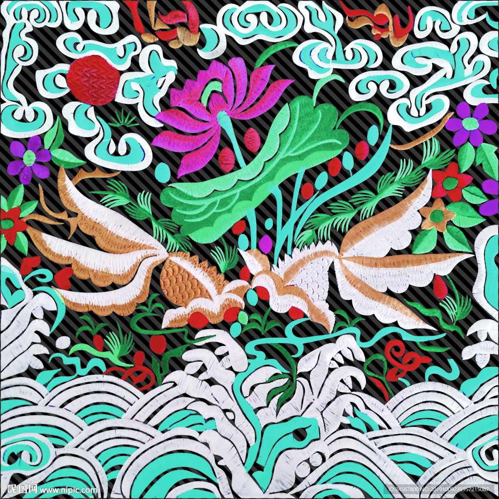 金鱼 数码印花 复古 中国风