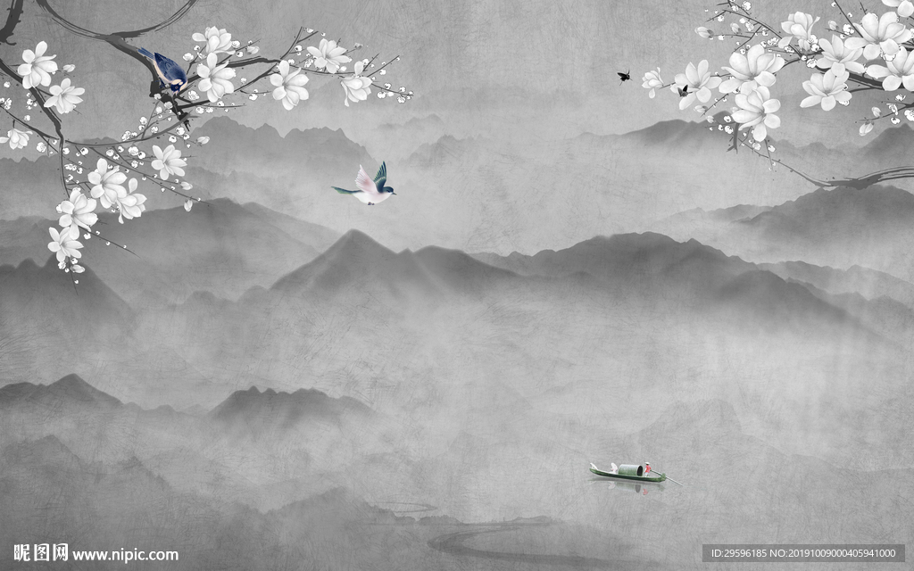 奢华新意境山水画 TIF分层