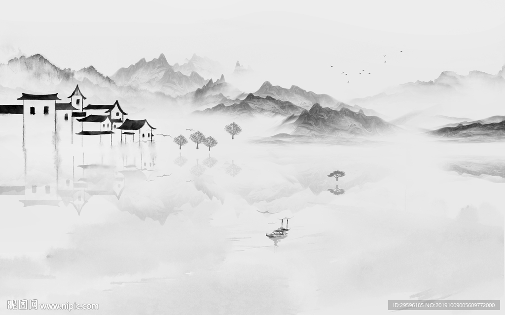 徽派新意境山水画 TIF分层