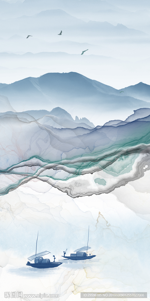 极品新山水玄关画 TIF分层