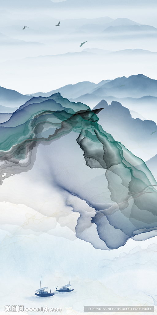 新山水玄关画 TIF分层