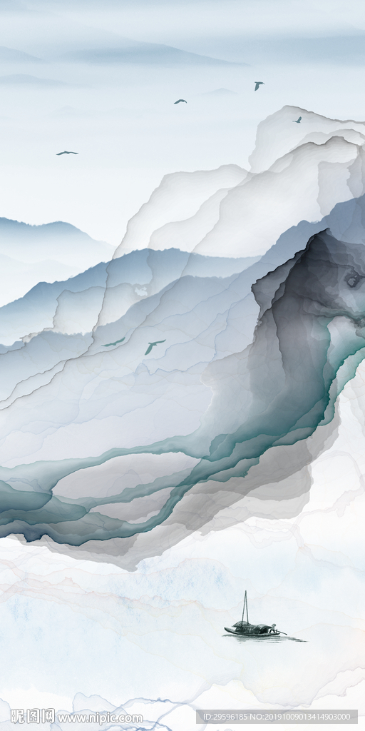 抽象新山水玄关画 TIF分层