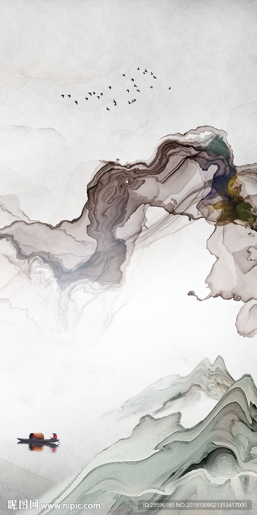 手绘爆款山水画 TIF分层