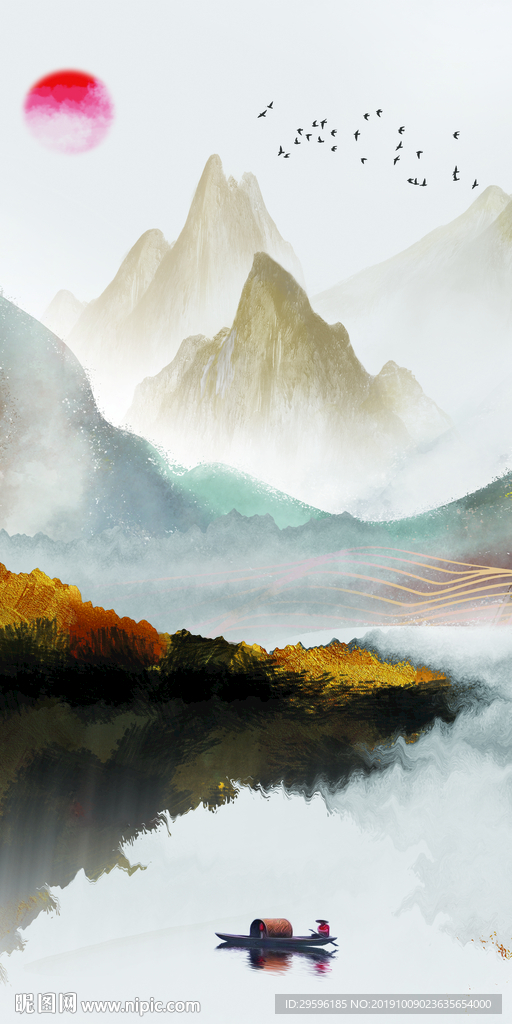 玄关意境新山水画 TIF分层