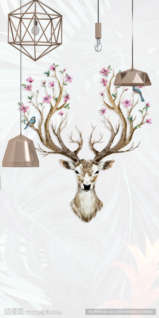 麋鹿装饰新玄关画 TIF分层