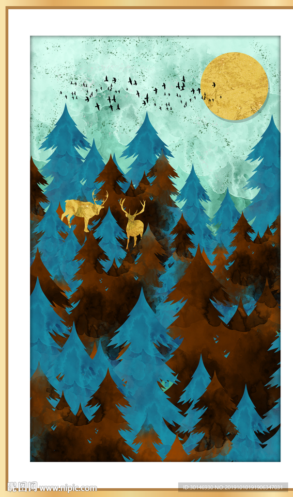 简欧复古丛林山川风景装饰画