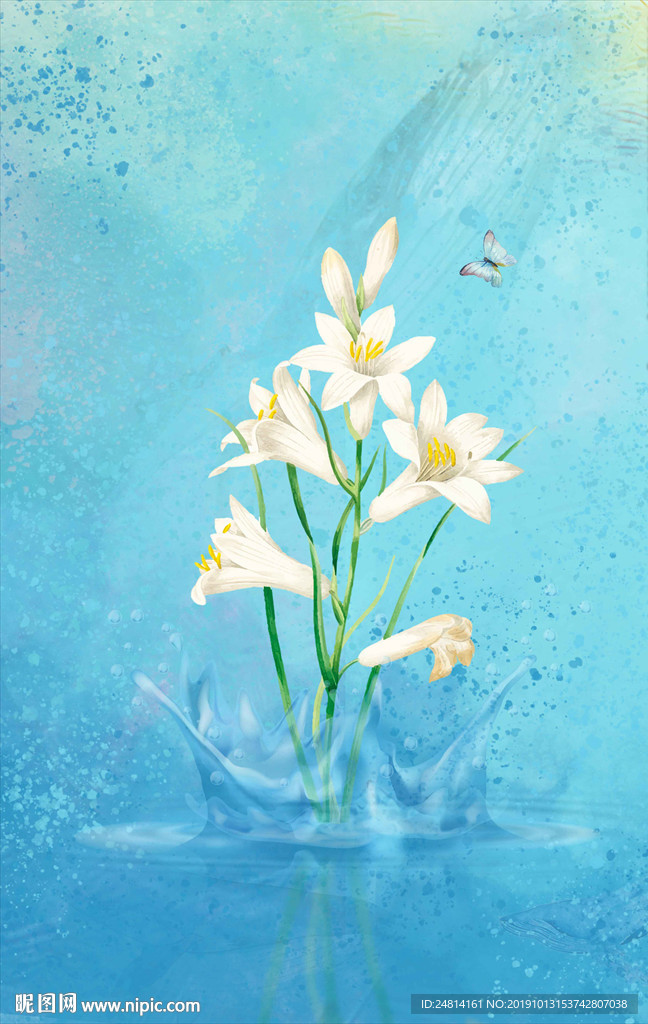 时尚意境禅意文艺插花装饰画模板