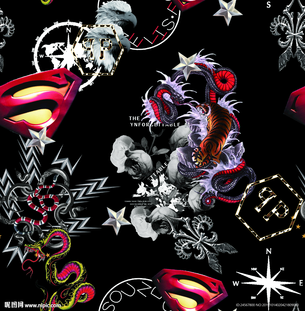 大牌 数码印花 范思哲 虎 鹰