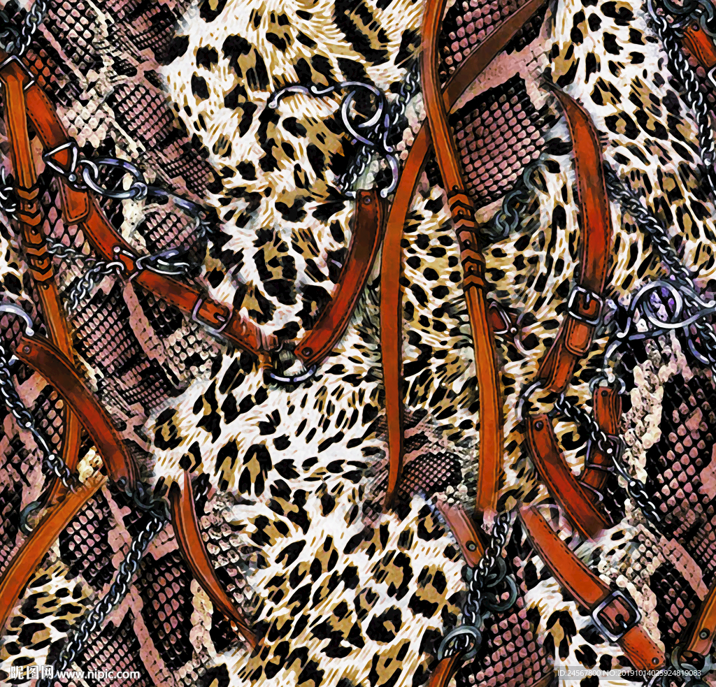 豹纹 数码花型 皮带 蛇皮