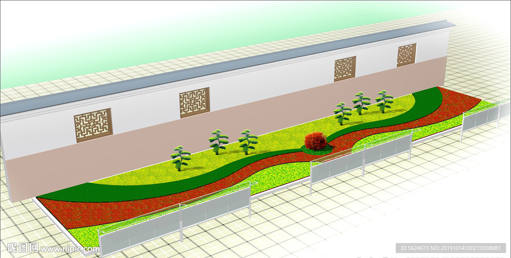 围墙绿化效果图