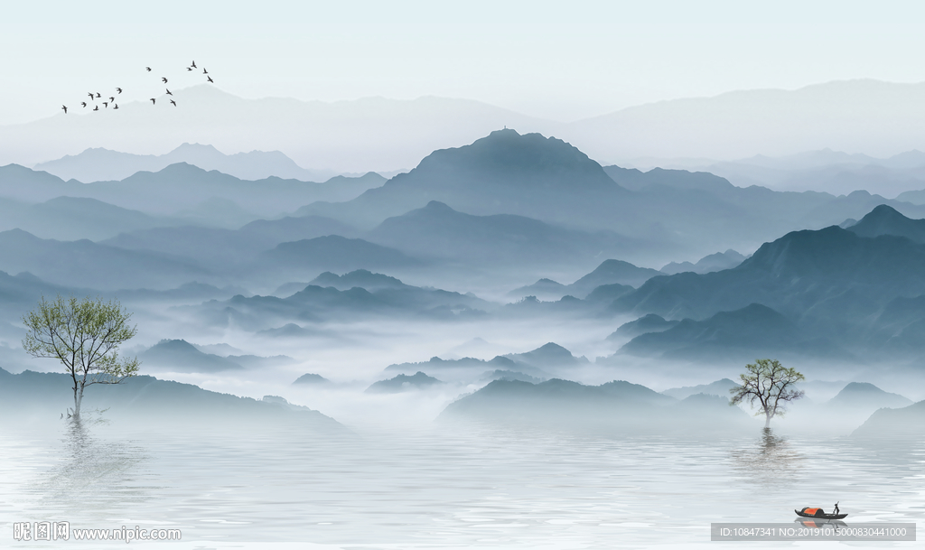 中国风新款山水画 TIF分层