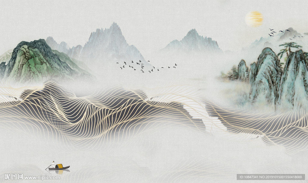 新中式新款山水画 TIF分层