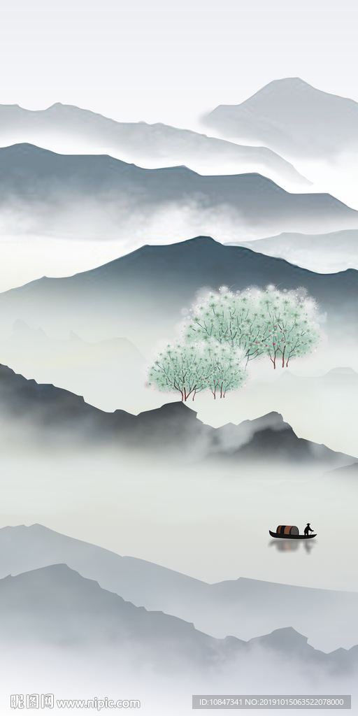 新中式新品国画山水 TIF分层