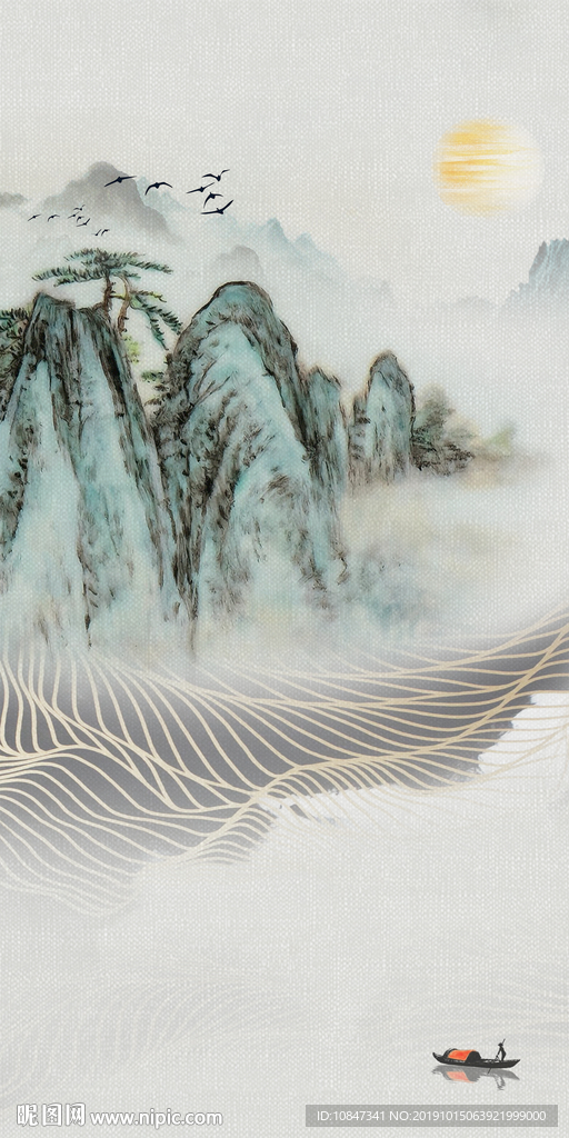 中式 新品国画山水 TIF分层