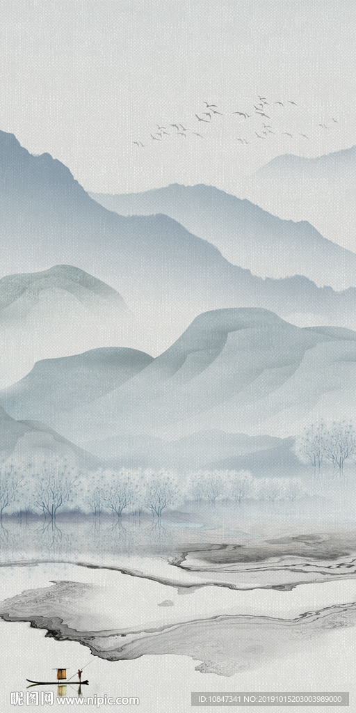 中式 禅意山水画 TIF分层