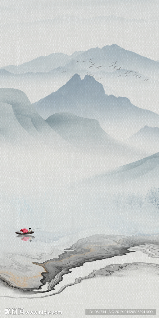 爆款中国风山水画 TIF分层