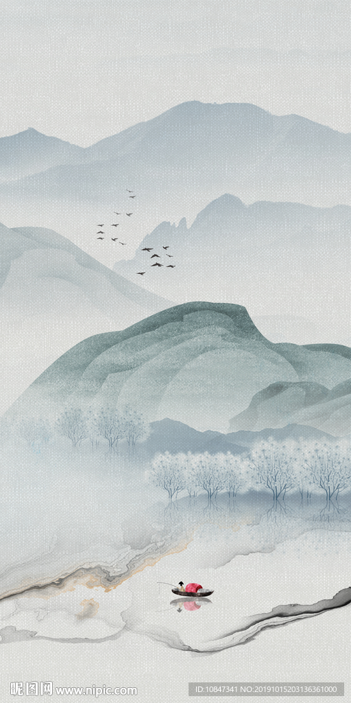 新中式中国风山水画 TIF分层