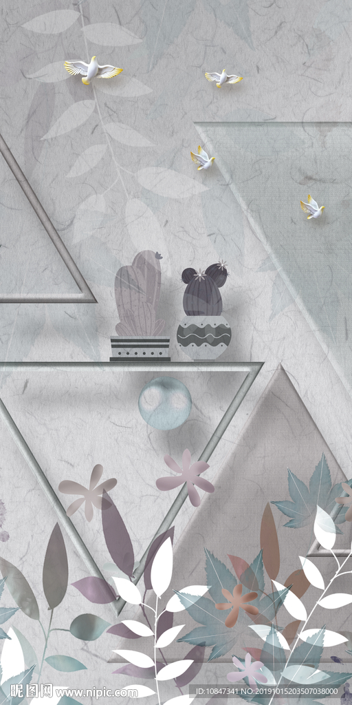 清新简欧玄关画 TIF分层