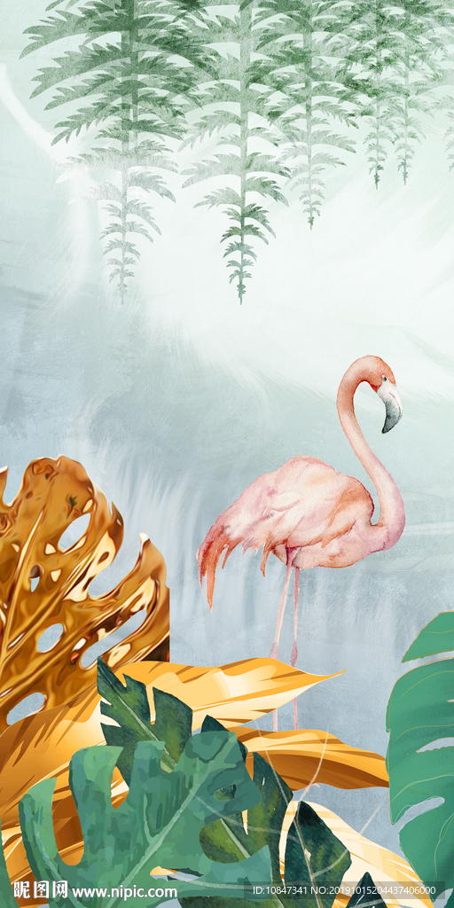 金色简欧玄关画 TIF分层