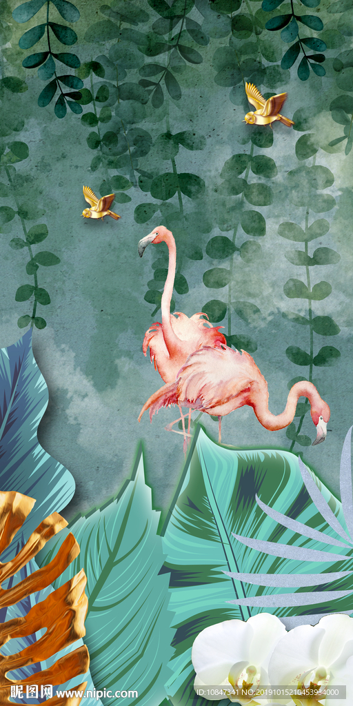 绿色简欧玄关画 TIF分层