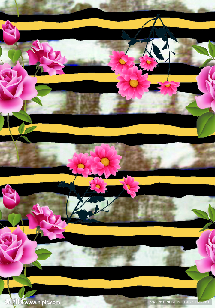 豹纹 花朵 数码花型 扎染