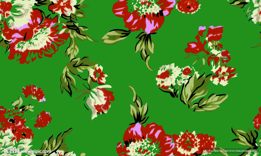 数码印花 热带植物 花朵