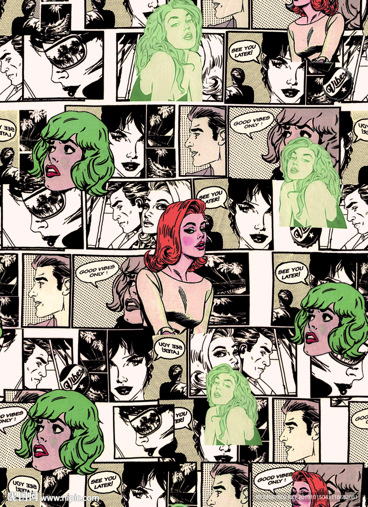 数码印花 动漫 美女 漫画