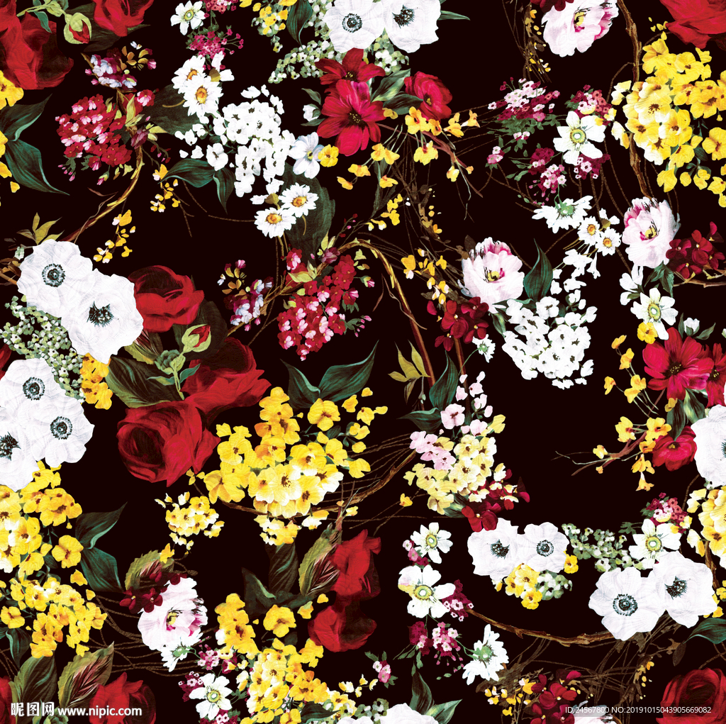 数码印花 热带植物 花朵