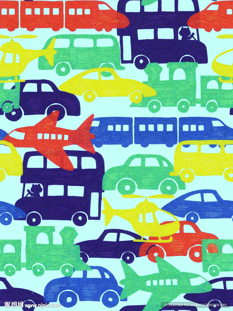 卡通 数码印花 汽车 火车