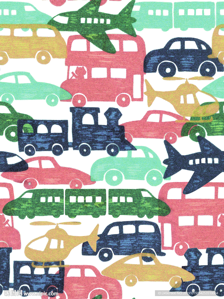 卡通 数码印花 汽车 火车