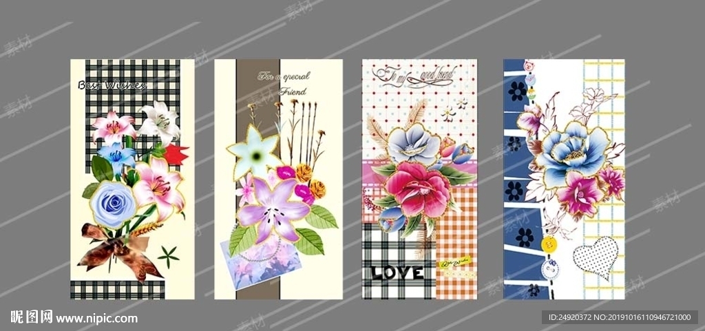 格子花朵手机壳图案图片