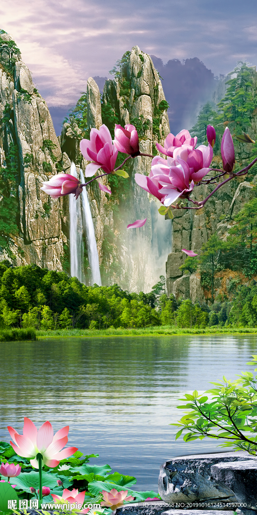 国画中式山水图 tif分层