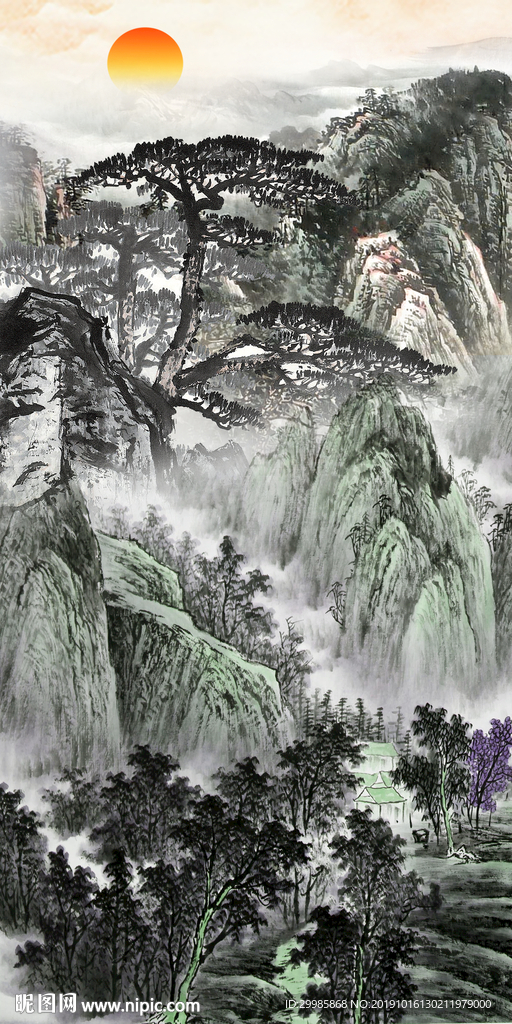 高档中式风山水 tif分层