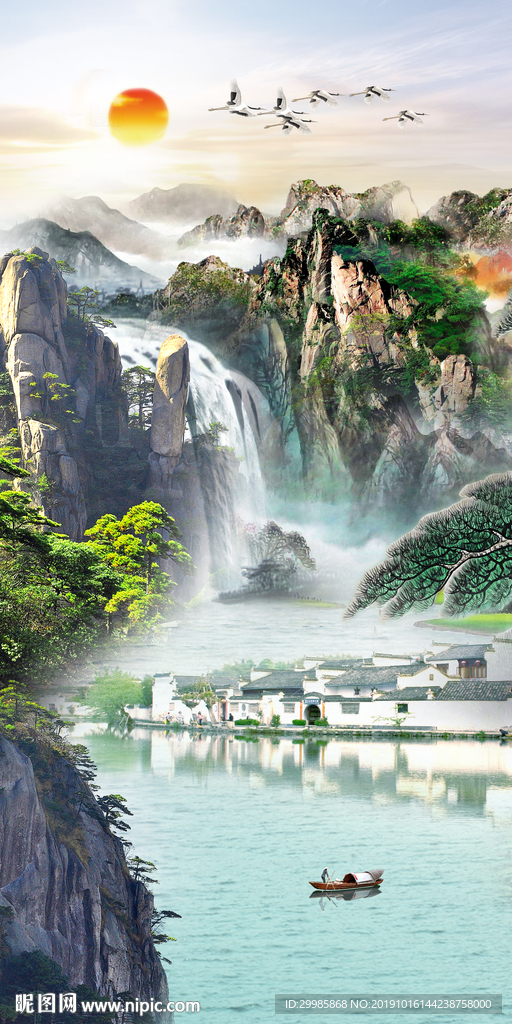 现代中式风山水 tif分层