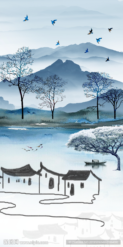 奢华中式风山水 tif分层